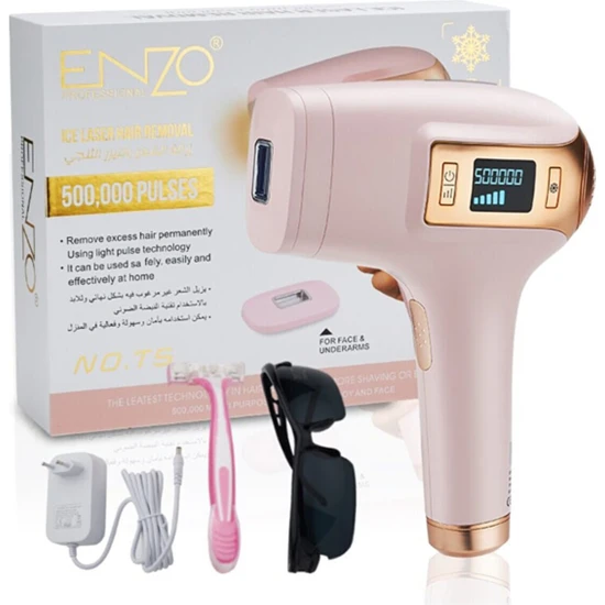 Enzo en- 500.000 نبضة محمولة جهاز إزالة الشعر بالليزر لجهاز إزالة الشعر بالليزر للجسم بالكامل باللون الوردي